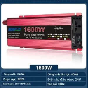 Biến Tần Sóng Sin Thuần Túy Máy Phát Điện Di Động Bộ Chuyển Đổi 1000W 1600W 2000W 2200W DC 12V/24V Sang AC 110V/220V Biến Tần Năng Lượng Mặt Trời Dùng Ngoài Trời