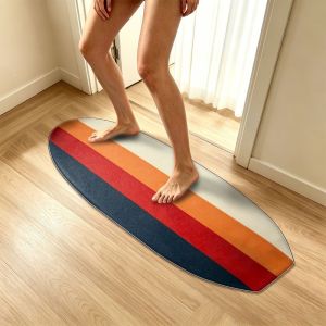 VIKAMA Thảm Chùi Chân Chống Trượt Hình Lướt Sóng Nhiệt Đới Retro Beach Palm Flower Print Thảm Trải Sàn Trong Nhà Cho Lối Vào Hiên Nhà Trang Trí Nội Thất 100% Polyester