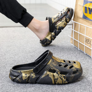 Hole Shoes Mens Summer Outwear Shit Feeling Non Slip Sports Beach Sandals Boys Office Bean Bag Closed-Toe Slippers