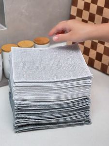 10pcs [Wholesale] Universal Metal Wire Rag Mesh Steel Wire Magic Cleaning Cloth / Double-layers Non-stick Oil Dishcloths