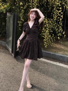 XUECAIQI | French Retro Floral Plus Size Slimming Dress