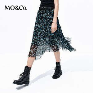 MO&Co. | Floral Elastic Waist A-line Double Layered Irregular Skirt