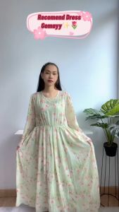 [Basica Moda] 12811 Gaun Dress Maxi Wanita Anessa Ruffle Chiffon Import