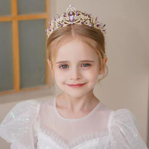 Princess Rhinestone Crown Girl Headdress High-End Temperament Hairband for Childrens Performance And Birthday Hair Accessories