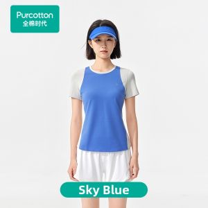 Purcotton | Sport Yoga Running T-shirt Ladies Summer Knit U-neck