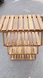 [XK IKEA] Kệ tab gỗ để đồ du lịch dã ngoại- Kệ gỗ 4 tầng chữ X đa năng gấp gọn để nhà bếp ngoài trời chịu lực tốt 100kg