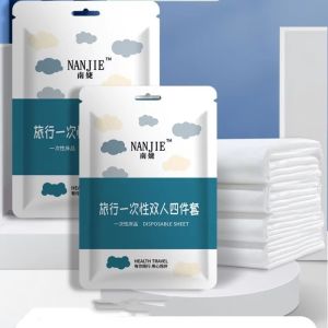 Non-Woven Disposable Bedding Set Duvet Cover+Bed Sheet+Pillowcase For Travel Hotel Anti-Dirty PortableWhite Trip Bedding Set