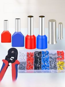 16 Square Cold Press Terminal Wire Nose Tube Type Connector European Style Wiring Connector Purple Copper Yellow Copper Flame Retardant Sleeve