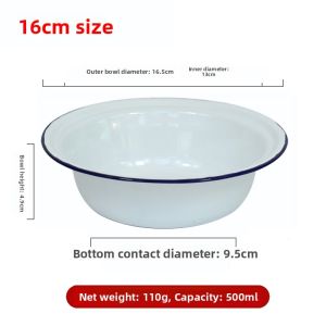 Thickened Retro Dining Hall Enamel Basin Noodles Stir-Fry Soup Bowl Instant Noodles Fruit Salad Iron Porcelain Pig Lard Vegetable Basin