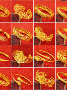 สร้อยข้อมือทองคำสีทองสำหรับผู้หญิง สร้อยข้อมือเปิดสีทอง ชุดแต่งงาน เครื่องประดับ สร้อยข้อมือเงินสำหรับผู้หญิง