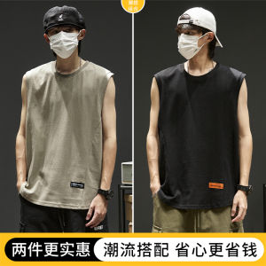 Loose Fit Pure Cotton Sleeveless Mens Vest Trendy Summer Street Style High Waistband Brand Name Boys T-Shirt Casual Wear