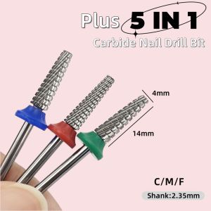 1Pc Mini 5 In 1Carbide Nail Drill Bit High Quality Tungsten Steel Bit Polish The Nail Plate Cuticle Manicure Drill Bit Nail Tool