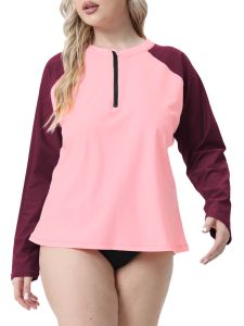 Casual Surf Swimsuit for Women Plus Size UPF50 Long Sleeve Conservative Beach Diving Vest Without Chest Pad