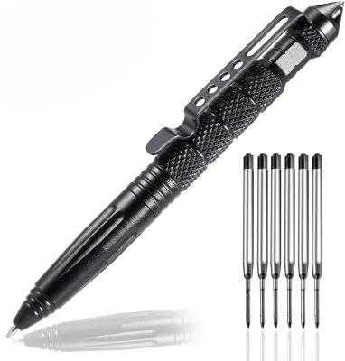 Military Tactical Pen Professional Self Defense Pen Emergency Glass Breaker Pen - Tungsten Steel Writing Tool with 6 Refill