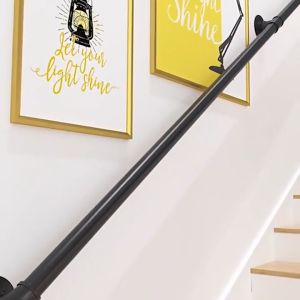Sincecu Handrail for Indoor Stair Black Metal Railing Non-Slip Grab Bar Industrial Galvanized Steel Pipe Wall Mount Banister Iron Baluster for Stair