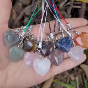 Dây Đeo Điện Thoại Hình Trái Tim Bằng Đá Tự Nhiên PAG Mang Lại Năng Lượng Tích Cực Và May Mắn