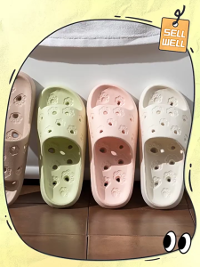 Dép Xốp Lỗ Trong Nhà Hình Chân Mèo Cute Dép Mang Nhà Vệ Sinh Đế Êm Chống Trơn Trượt
