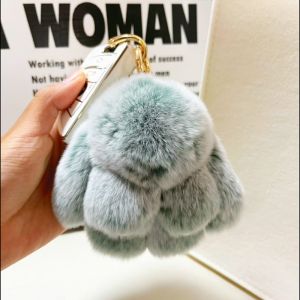 Adorable Mini Rabbit Fur Keychain Plush Bag Charm Car Decoration Cute Otter Rabbit Fur Pendent Fashionable Bag Accessory