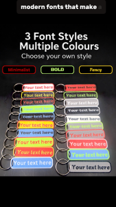 Custom Text / Name Keychain Tag – Durable Soft & Flexible | Personalised for Everyday Use