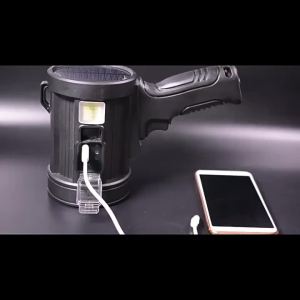 High Power Portable Led Flashlight Outdoor Searchlight Spotlights Solar Rechargeable Torch ABS Built-in Battery Emergency Light