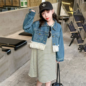 Fashionable Short Denim Jacket for Girls Spring Autumn New Arrival Korean Style Big Kids Clothing Widi Beibei Brand Pure Color