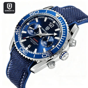 QINGXIYA Original New Design Mens Quartz Wristwatches Man Silicone Strap Chronograph Watches Luminous Hands Males Clock Reloj