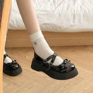 รองเท้าแตะ Mary Janes ส้นหนาสีดำสำหรับผู้หญิง ฤดูร้อนปี 2025 รองเท้าแตะสไตล์วิทยาลัยสำหรับผู้หญิงไซส์เล็ก JK รองเท้าหนังขนาดเล็ก