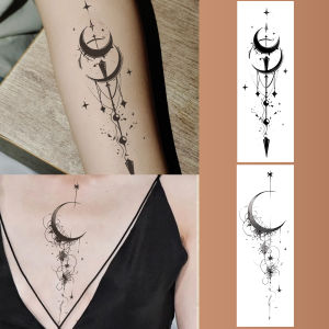 Moon spine back waterproof temporary tattoo sticker lasts 1-2 weeks realistic semi-permanent fake tattoo