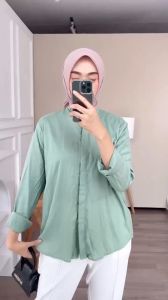 Baju Atasn Kemeja Wanita Bahan Rayon Twill  Nyaman Polos Basic Formal By Zubi Fashion