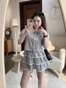 Set Tiểu Thư Áo Sơ Mi Mix Chân Váy Có Lót Quần Dưới 54kg Thời Trang Nữ Trẻ Trung Đi Chơi Đi Làm Habis