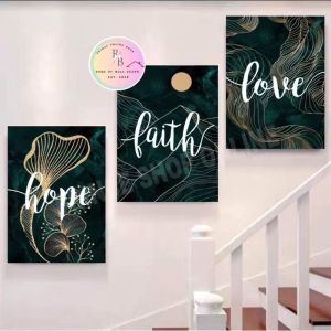 5MM SINTRA BOARD Faith  Love  hope Wall Art Poster for Living Room Decor New Design WALL DECOR FRAME (3pcs/sets)