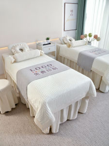 Internet Celebrity New Beauty Bedspread Four-Piece Set High-End Entry Lux Seersucker Cream Style Beauty Salon Massage Bed Sheets Class A