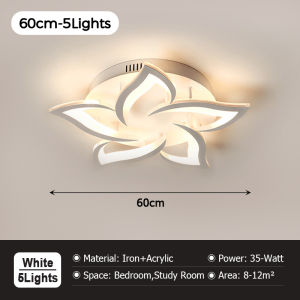 [Remote Dimming] LED Ceiling Lamp Nordic Style Flower Ceiling Light Modern Acrylic Petal Chandelier Flush Mount LED Ceiling Light for Living Room Bedroom
