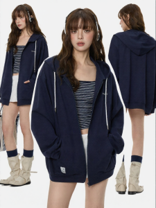 Turn Signal | Hooded Cardigan Vintage Leisure Loose Sporty Jacket