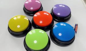 Dog Buttons for Communication with Louder and ClearerRecordable Dog Buttons Set Easy to PressDog Speaking Buttons Starter 4 Pcs CorlorBuzzers for Pets Kids Office