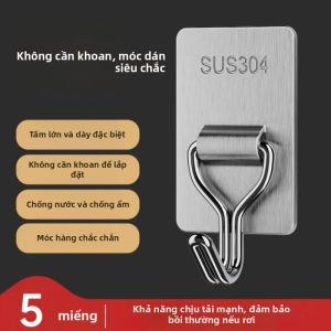 Móc Dán Tường Bằng Thép Không Gỉ Không Cần Khoan Đa Năng Dùng Cho Nhà Bếp Phòng Tắm Treo Khăn Quần Áo