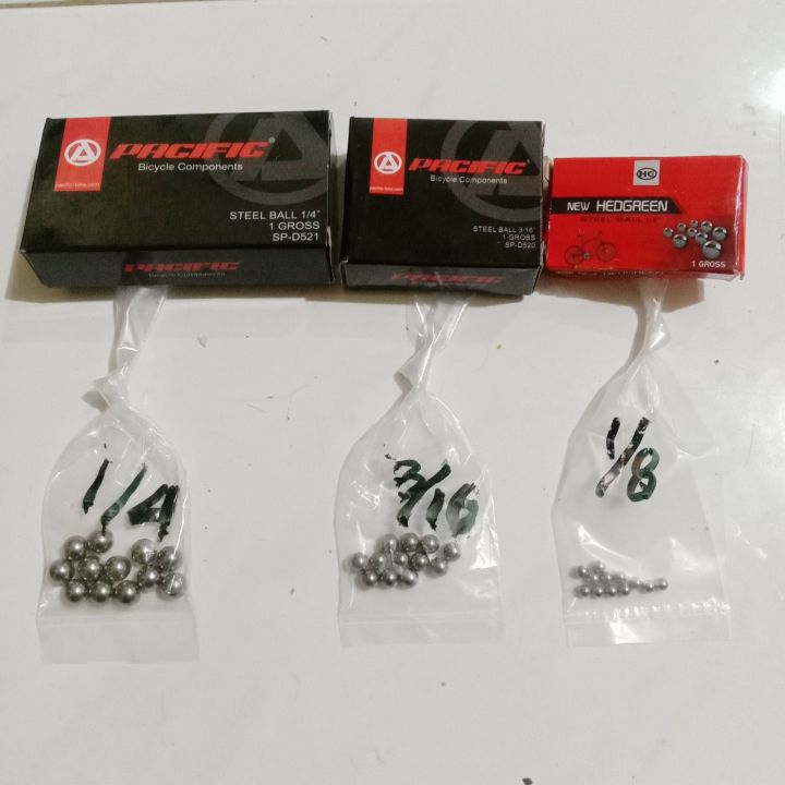 gotri sepeda atau pelor atau ball bearing isi 12 pc ukuran 1/4,  3/16, 1/8 untuk freehub, hub, pedal sepeda