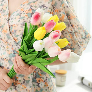 Artificial Flower Realistic Touch Tulip Scrapbooking Home Room Decora Wedding Garden Archway Garland Festival Bouquet DIY Cheap