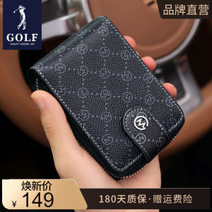 Golf Mens Fashion Business Casual Accordion Card Holder Large Capacity Credit Card Case Multi-Slot Wallet Leather Goods