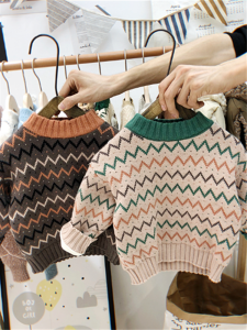 Autumn Winter Fleece Lined Knitted Baby Clothes Girls Base Layer Shirt Children Fashionable Knitwear Family Matching Outfits