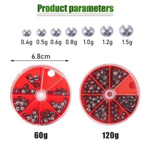 60/120G Fishing Weights Sinkers Split Shot Fishing Line Sinkers Kit Round Removable Lead Sinker Fishing Gear Including Fishing Weights Sinkers with Storage Box 5 Sizes Assortment Box Fishing Accessories