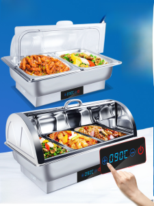 Commercial Hotel Buffet Heater 304 Stainless Steel Electric Heating Insulated Cover Flip Buffet Breakfast Heater Self-Service