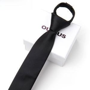 Bean Bag Zipper Tie Mens Formal Wear Business Professional Youth Casual K-style 6cm Black Pull Peels Narrow Fashion Small