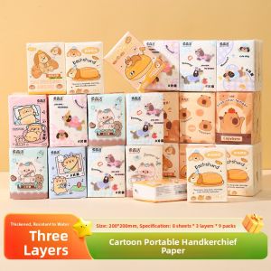 Portable Outdoor Handkerchiefs 9-Pack Hygienic Paper Towels Small Pack Tissue Paper Student Convenient Portable Paper Towels