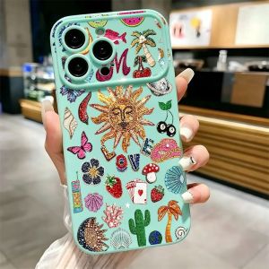 Boho Golden Sun Mixed Vintage Cartoon Print Phone Case For iPhone 17 16 15 14 13 12 11 Pro Max Plus Soft Shockproof TPU Cover