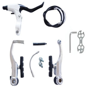 MTB Bike V Brake Caliper Set AL Mountain Bicycle BMX Cruiser Linear Pull Braking Clamp Set With Brake Pads and Levers Silver