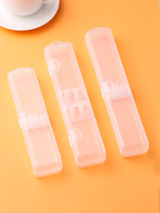 Portable Plastic Storage Box for Chopsticks And Spoons Flip Cover Empty Box Transparent Carry out Student Dining Utensils Box