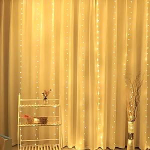 Christmas Curtain LED String Lights Garland Festival 8 Modes USB Remote Control Holiday Wedding Fairy Lights for Bedroom Decor