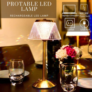 Touch Dimming Bar Lamp USB 3 Colors Table Lamp Crystal Acrylic Atmosphere Lamp LED Bedside Night Light for Hotel/Cofe/Restaurant