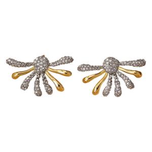 Full Drill Firework Flower Earrings Silver Needle Minimalist Style Geometric Ear Jewelry Womens Fashion Accessories